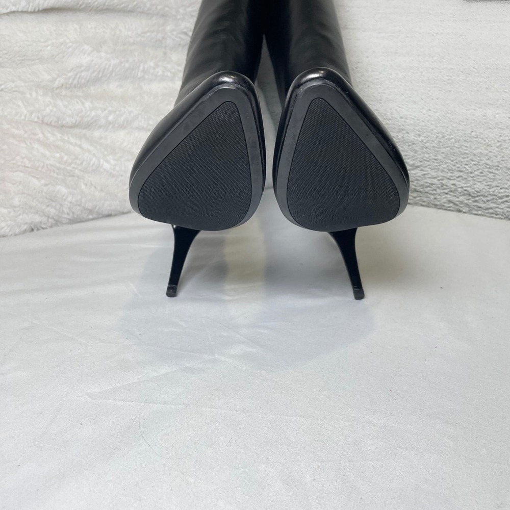 PRADA Luxury Leather Pointed Toe Knee High Heel Boots Size 37 Made in Italy - Picture 12 of 13